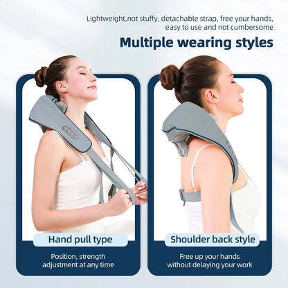 Wireless Neck and Back Massager Neck and Shoulder Kneading Massage Shawl Neck Cervical Relaxing Trapezius Massager